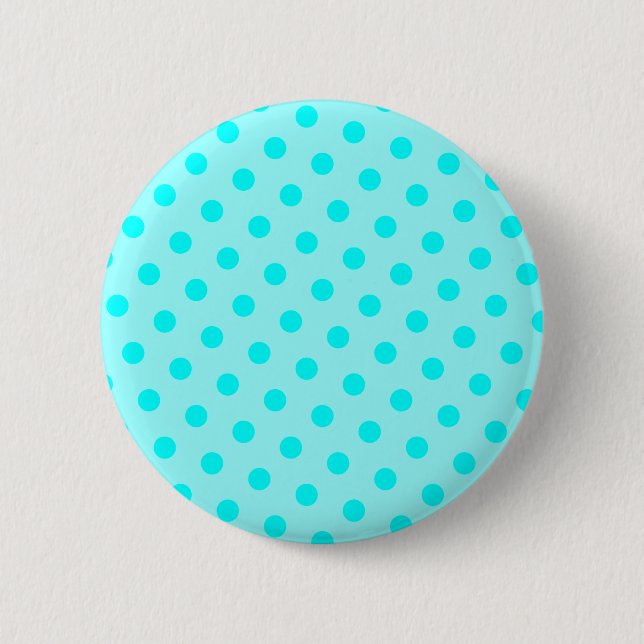 Aqua Polka Dots Button (Vorderseite)