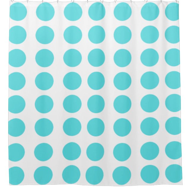 Aqua Polka Dots Duschvorhang (Vorderseite)