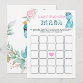 Aqua Princess Dinosaurs Peony Baby Shower Bingo