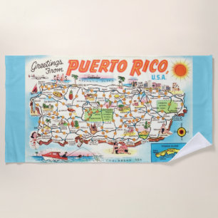 Aqua Puerto Rico Greetings Beach Towel Strandtuch