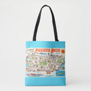Aqua Puerto Rico Map Schultertasche
