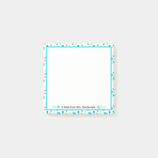 Aqua-Punkt-Lehrer-Dankeschön-Geschenk Post-it Klebezettel (Vorderseite)