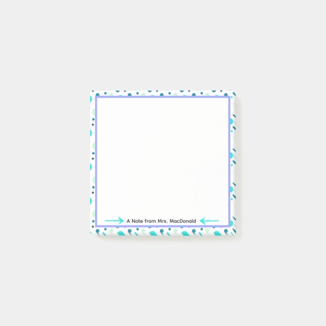 Aqua-Punkt-Lehrer-Dankeschön-Geschenk Post-it Klebezettel (Vorderseite)