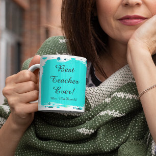 Aqua-Punktmuster-Geschenk für den besten Lehrer Kaffeetasse