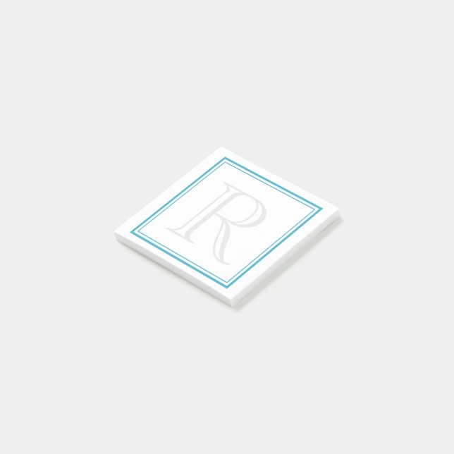 Aqua-Rahmen-Initiale Post-it Klebezettel (angewinkelt)