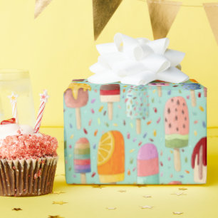 Aqua Rainbow Popsicles & Sprinkles Geschenkartikel Geschenkpapier