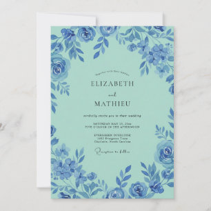 Aqua-Reben-Bemalte Hochzeit Einladung