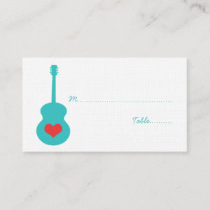 Aqua/Red Guitar Herz Platzkarte