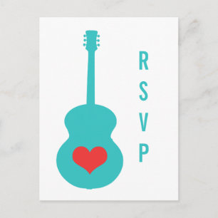 Aqua/Red Guitar Herz UAWG Postcard Einladungspostkarte