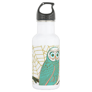 Aqua Retro-Eulen-Design Trinkflasche