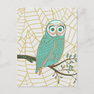Aqua Retro Owl Design Postkarte