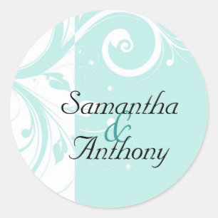 Aqua Reverse Swirl Matching Umschlag Aufkleber