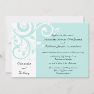 Aqua Reverse Swirl Wedding Einladungen