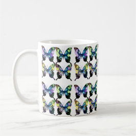 Aqua, Rosa, Art Deco - Elegante Schmetterlinge Kaffeetasse