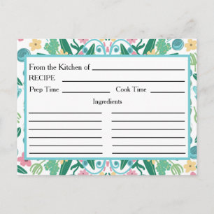 Aqua Rosa Florale aus der Küche Rezeptkarten Postkarte
