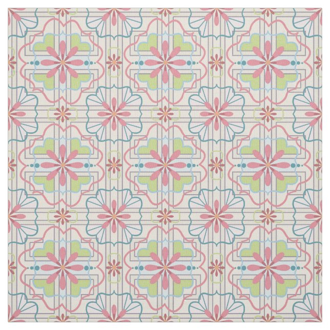 Aqua, rosa, Minz-Grün-Blumenmuster Stoff (Muster)