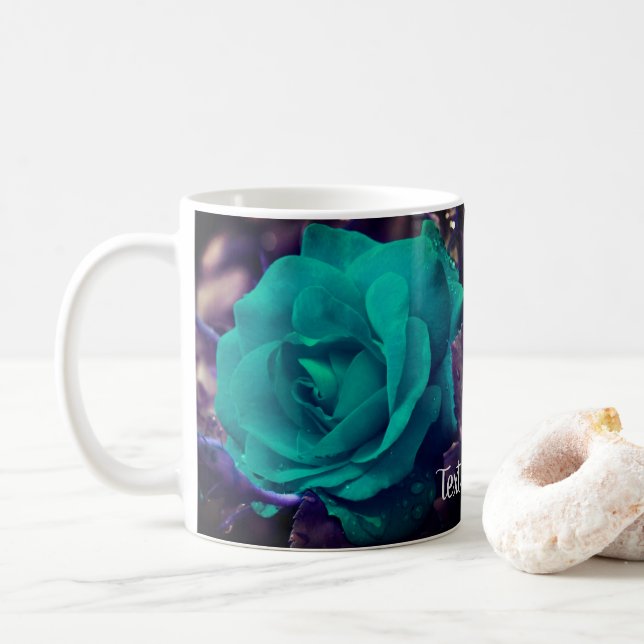 Aqua Rose Blume Personalisiert Kaffeetasse (Mit Donut)