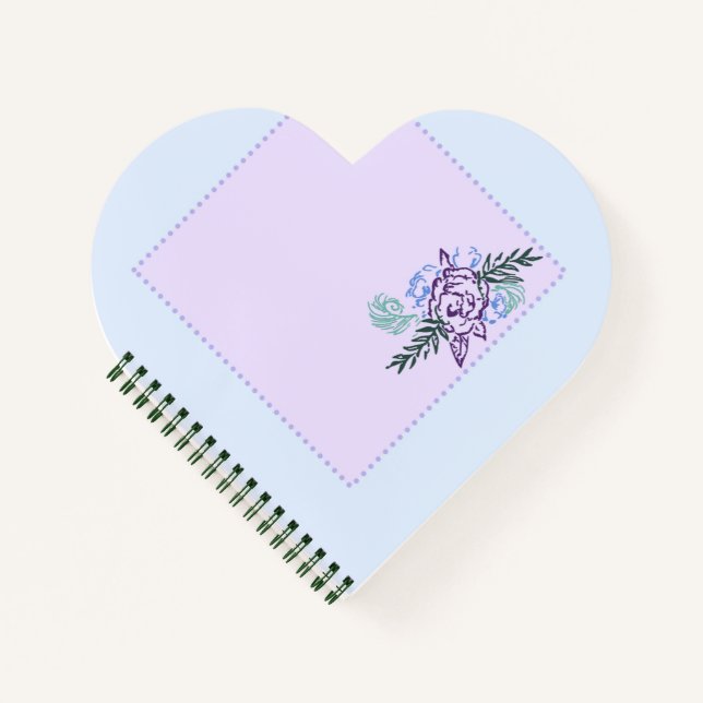 Aqua Rose Heart Notebook Notizbuch (Vorderseite)