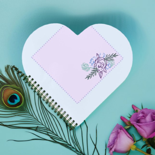 Aqua Rose Heart Notebook Notizbuch (Aqua Rose Heart Notebook Front)
