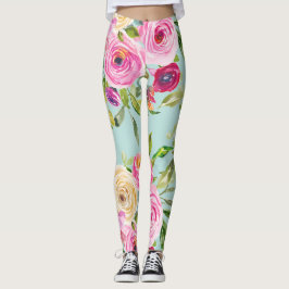 Aqua: Rose in Rosa und Creme Leggings