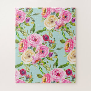Aqua: Rose in Rosa und Creme Puzzle