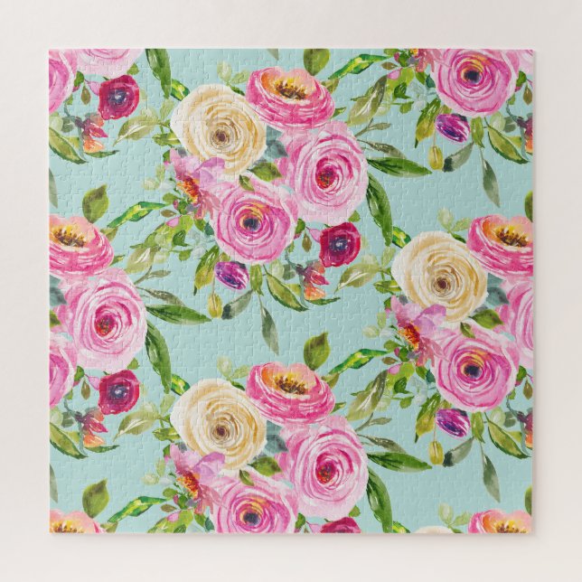 Aqua: Rose in Rosa und Creme Puzzle (Vertikal)
