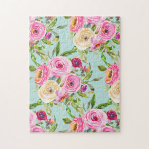 Aqua: Rose in Rosa und Creme Puzzle