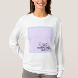 Aqua Rose Ladys Long Sleeve Cotton T - Shirt