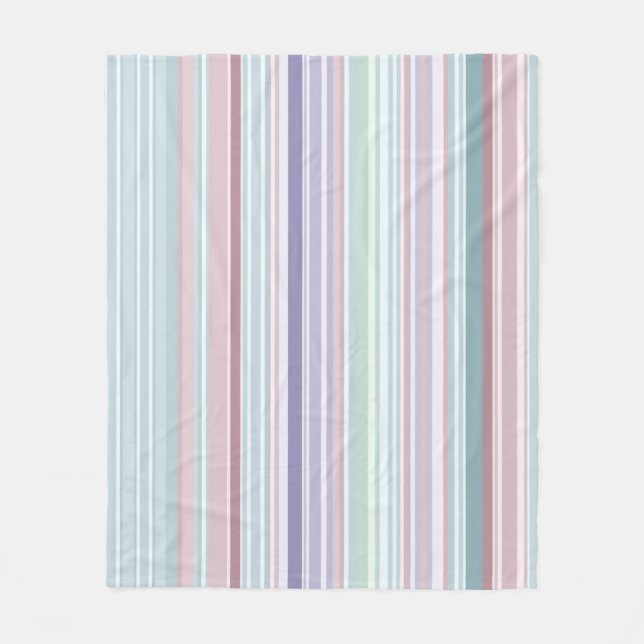 Aqua, Rosé und Lavendelstreifen Fleecedecke (Vorderseite)