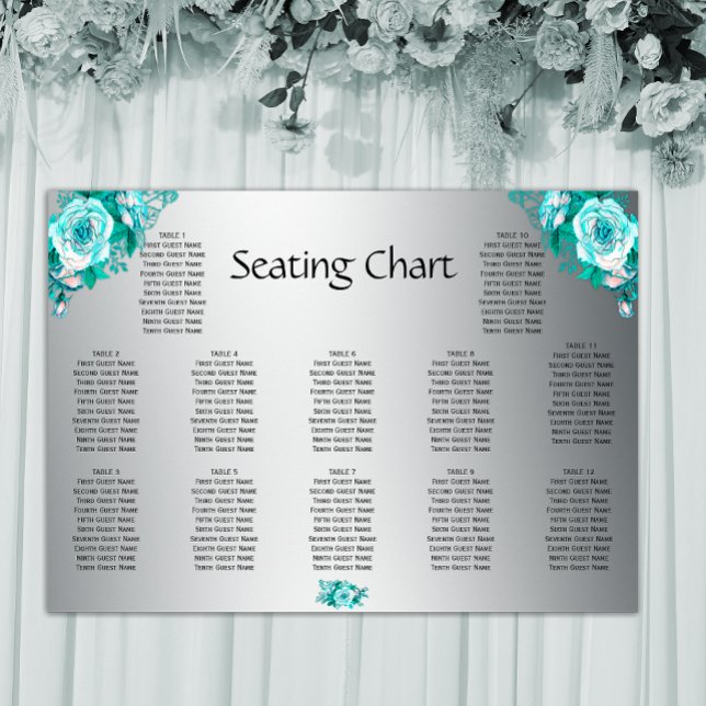 Aqua-Rose und Silver Wedding Reception Sitzplatz Poster (Von Creator hochgeladen)