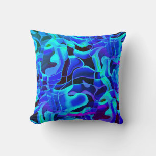 Aqua Royal Blue Asymmetric Contemporary Pattern Kissen