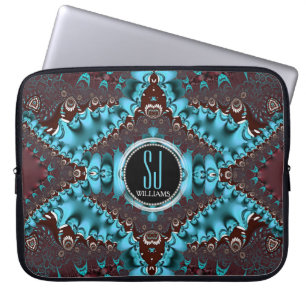 Aqua Royale Fraktal Lace Monogram Notebook Laptopschutzhülle