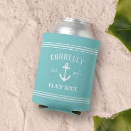 Aqua Rustic Anchor Personalisiert Beach House Dosenkühler