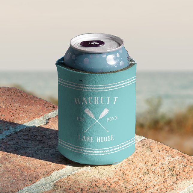 Aqua Rustic Oars Personalisiertes Lake House Dosenkühler (Von Creator hochgeladen)