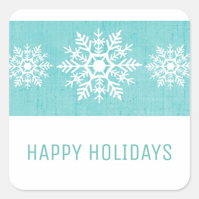 Aqua Rustic Snowflake Holiday Quadratischer Aufkleber (Vorderseite)