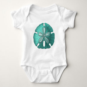 Aqua-Sand-Dollar Baby Strampler