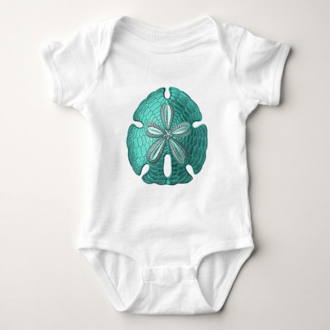 Aqua Sand Dollar Baby Strampler (Vorderseite)