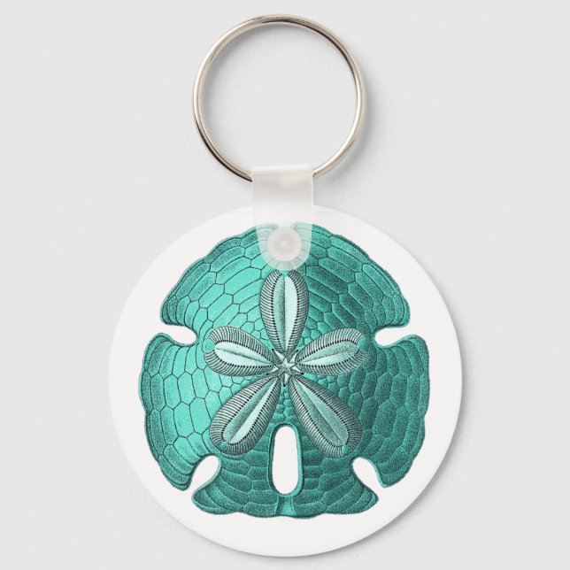 Aqua Sand Dollar Schlüsselanhänger (Vorderseite)