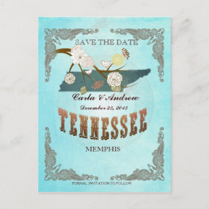 Aqua Save The Date - TN Karte mit reizenden Vögeln