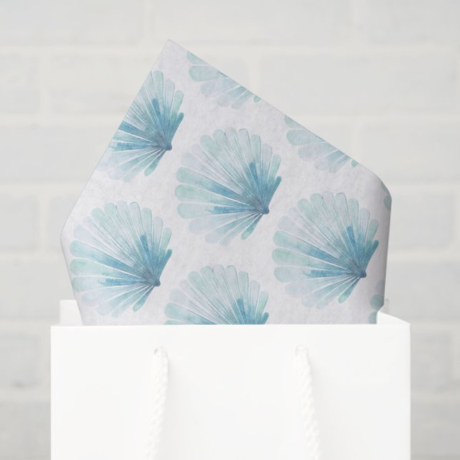 Aqua Scallop Seashell Seidenpapier (Geschenk Tasche)