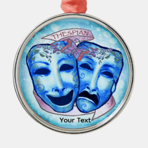 Aqua Schauspielermasken Ornament Aus Metall