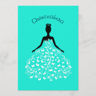 Aqua-Schmetterling Quinceanera Ballkleid-Einladung Einladung