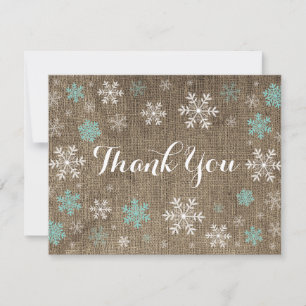 Aqua-Schneeflocken Winter-Burlap-Dankeskarten