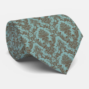 Aqua-Schokoladen-Damask-Krawatte Krawatte