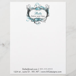 Aqua-, Schwarz-Weiß-Chic Business-Letters Briefbogen