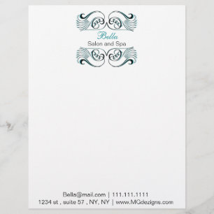 Aqua-Schwarz-Weiß-Chic Business Letters Briefkopf