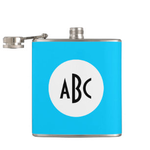 Aqua Schwarz-Weiß-Monogramm Flachmann