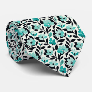 Aqua + Schwarze Faux-Seidenkrawatte Abstrakter G Krawatte
