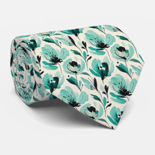 Aqua + Schwarze Faux-Seidentiefe Wasserfarbenes Krawatte