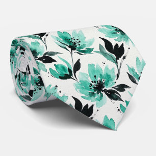 Aqua + Schwarze Faux-Seidentiefe Wasserfarbenes Krawatte
